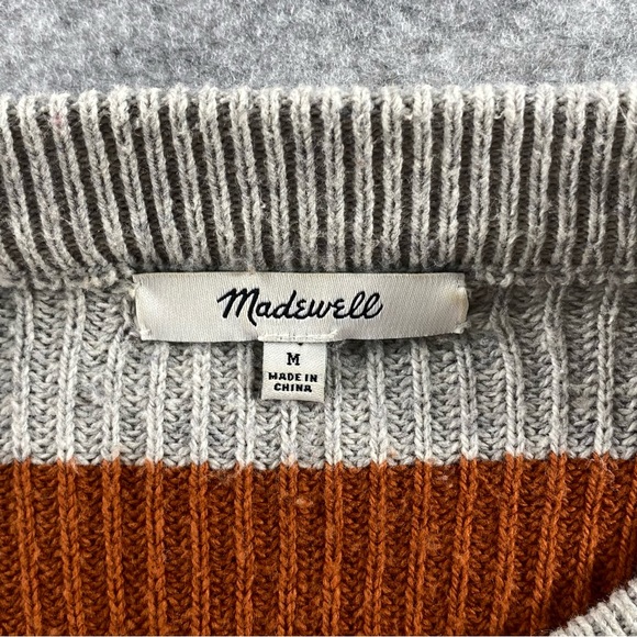Madewell Womens Multicolor Striped Long Sleeve 2 Front Pocket Sweater Size M - Picture 5 of 9